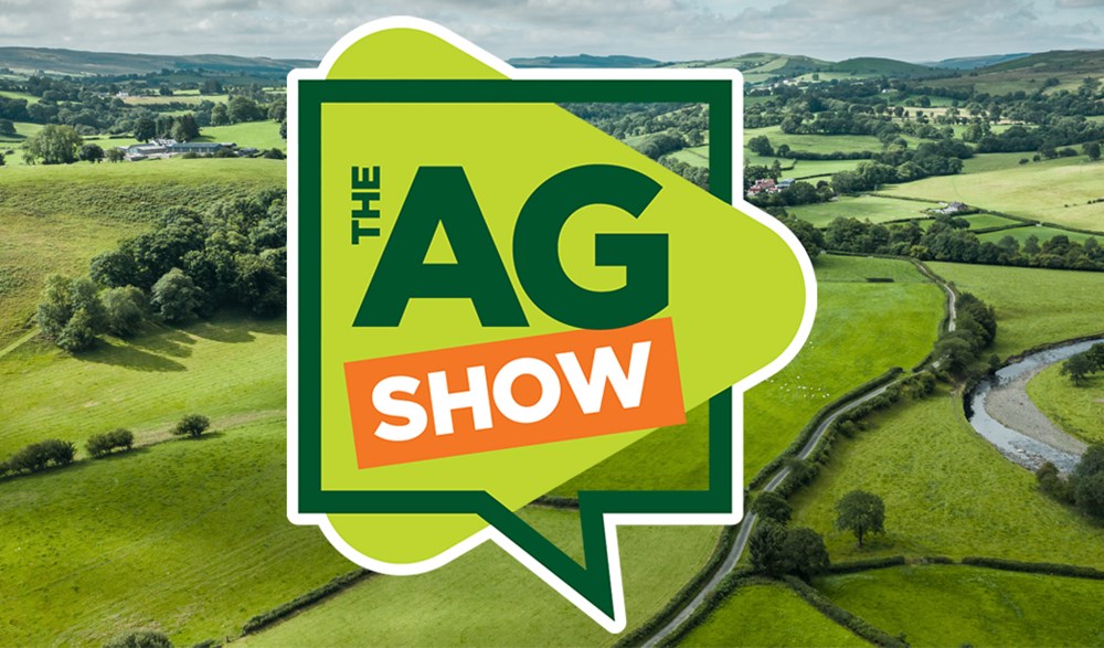 Green Ag Show logo superimposed over countryside and fields
